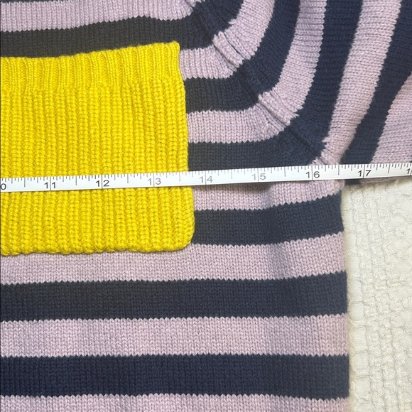 Kate Spade Navy and Pink Striped Sweater with Yellow Accent size S - Picture 4 of 7
